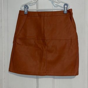 Brown Pleather Mini Skirt